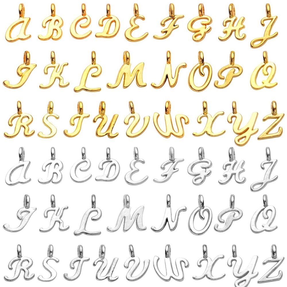 9789 156pcs/6 Sets Alphabet ABC Letter Charms Alloy A-Z Pendants Alphabetic